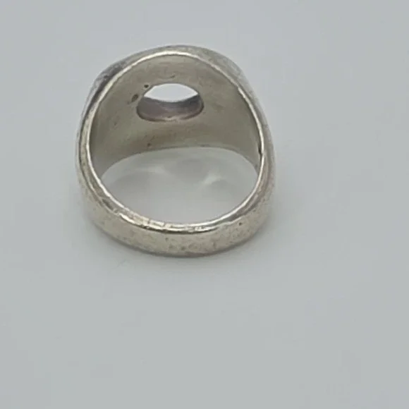 Vintage Dome Shaped Ring Hollow Center 925 Sterling Silver Textured Size 5.5 - Picture 8 of 11